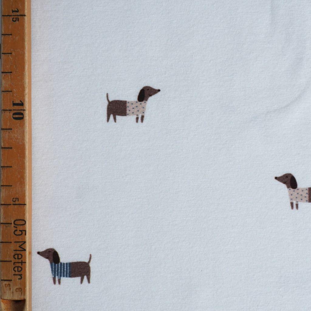 Baumwolljersey kleine Hunde Dackel ecru